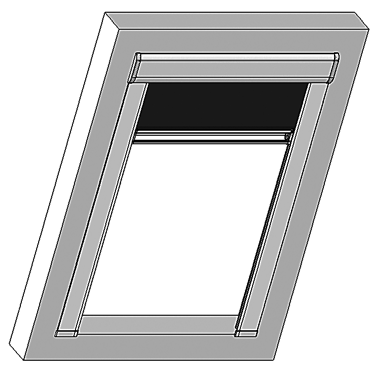 Рулонная штора с приводом в кассете  и направляющими на мансардное окно